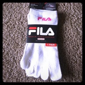 White Fila toe socks